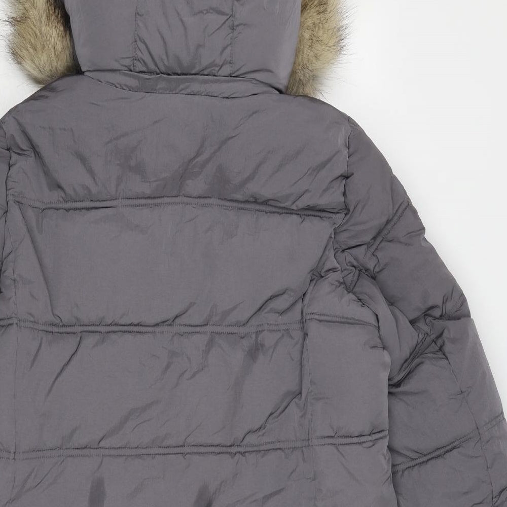 Marks and Spencer Womens Grey Quilted Coat Size 16 Zip