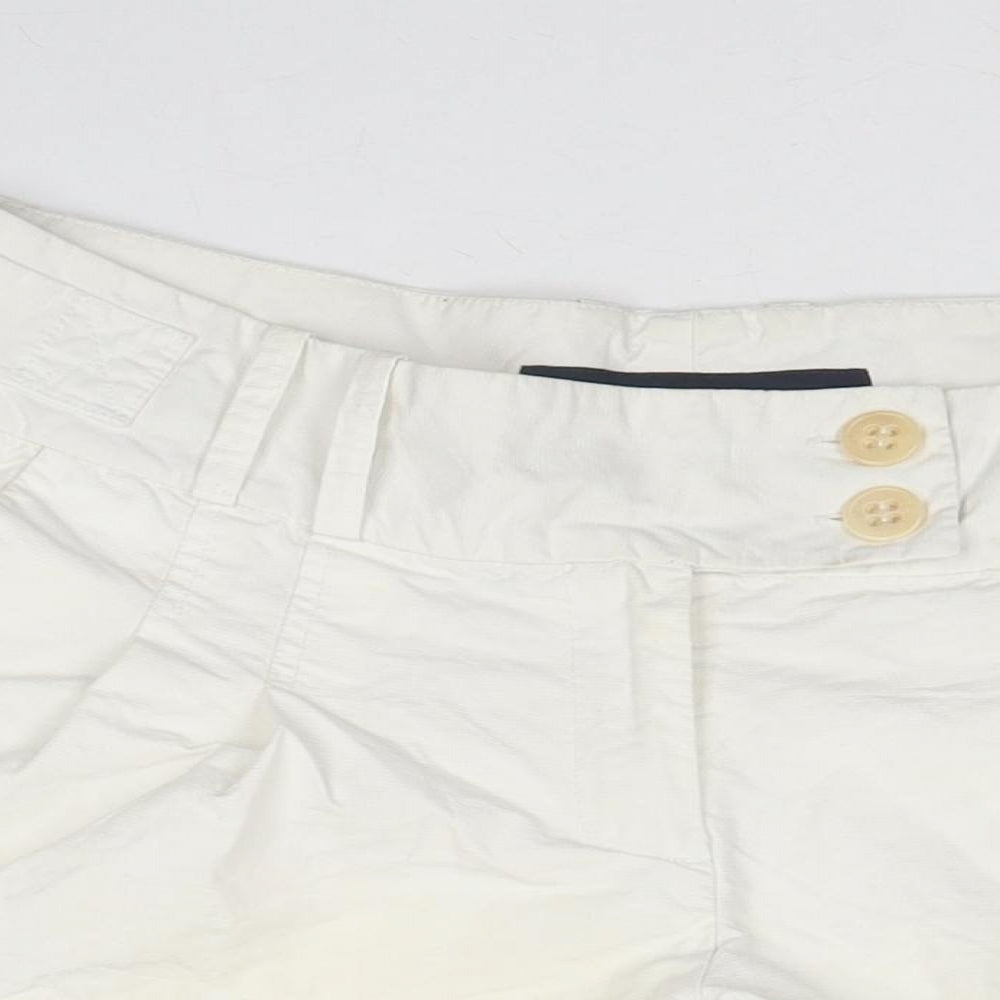French Connection Womens White Cotton Hot Pants Shorts Size 8 Regular Zip