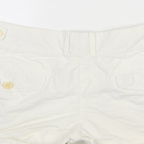 French Connection Womens White Cotton Hot Pants Shorts Size 8 Regular Zip