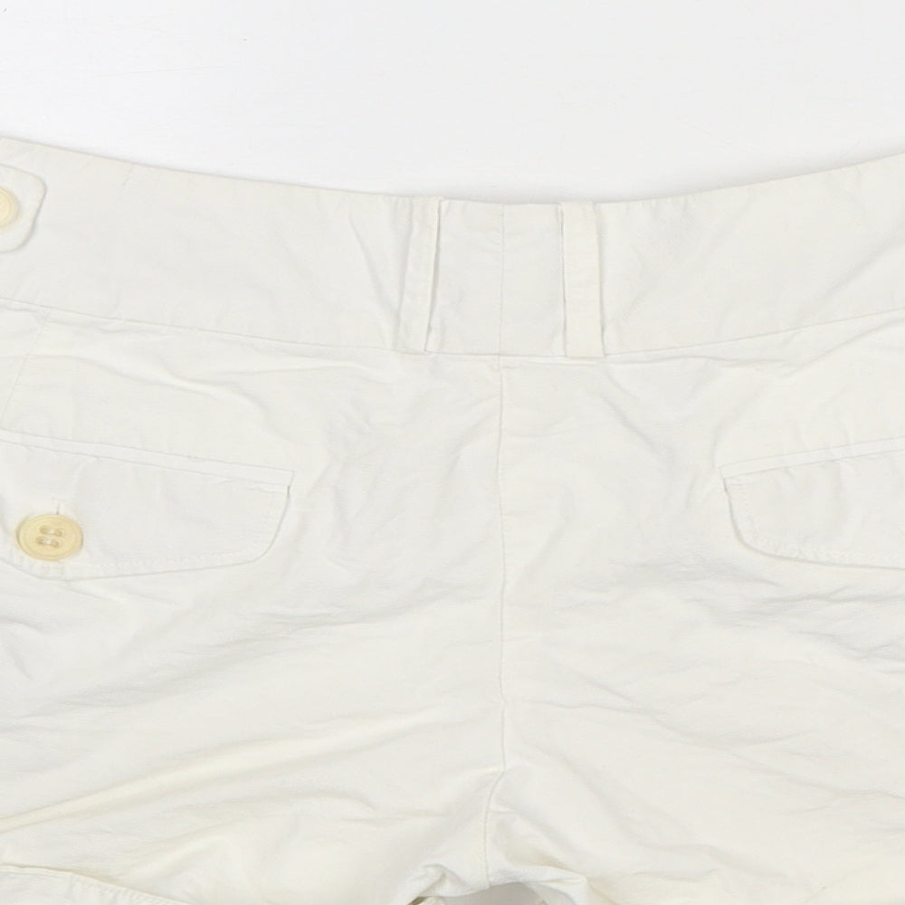 French Connection Womens White Cotton Hot Pants Shorts Size 8 Regular Zip
