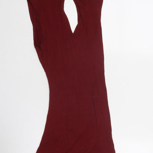 Boohoo Womens Red Viscose Bodycon Size 10 Halter Button