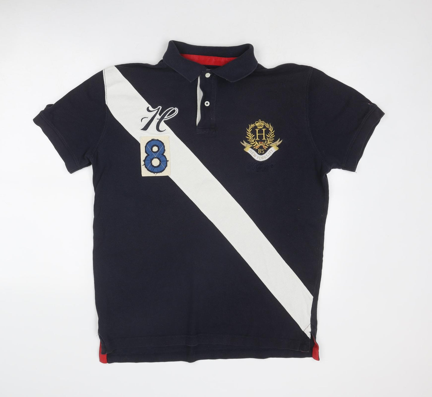 Tommy Hilfiger Mens Blue Cotton Polo Size L Collared Button