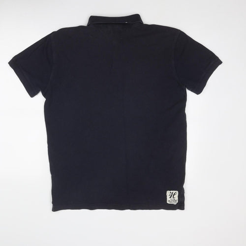 Tommy Hilfiger Mens Blue Cotton Polo Size L Collared Button
