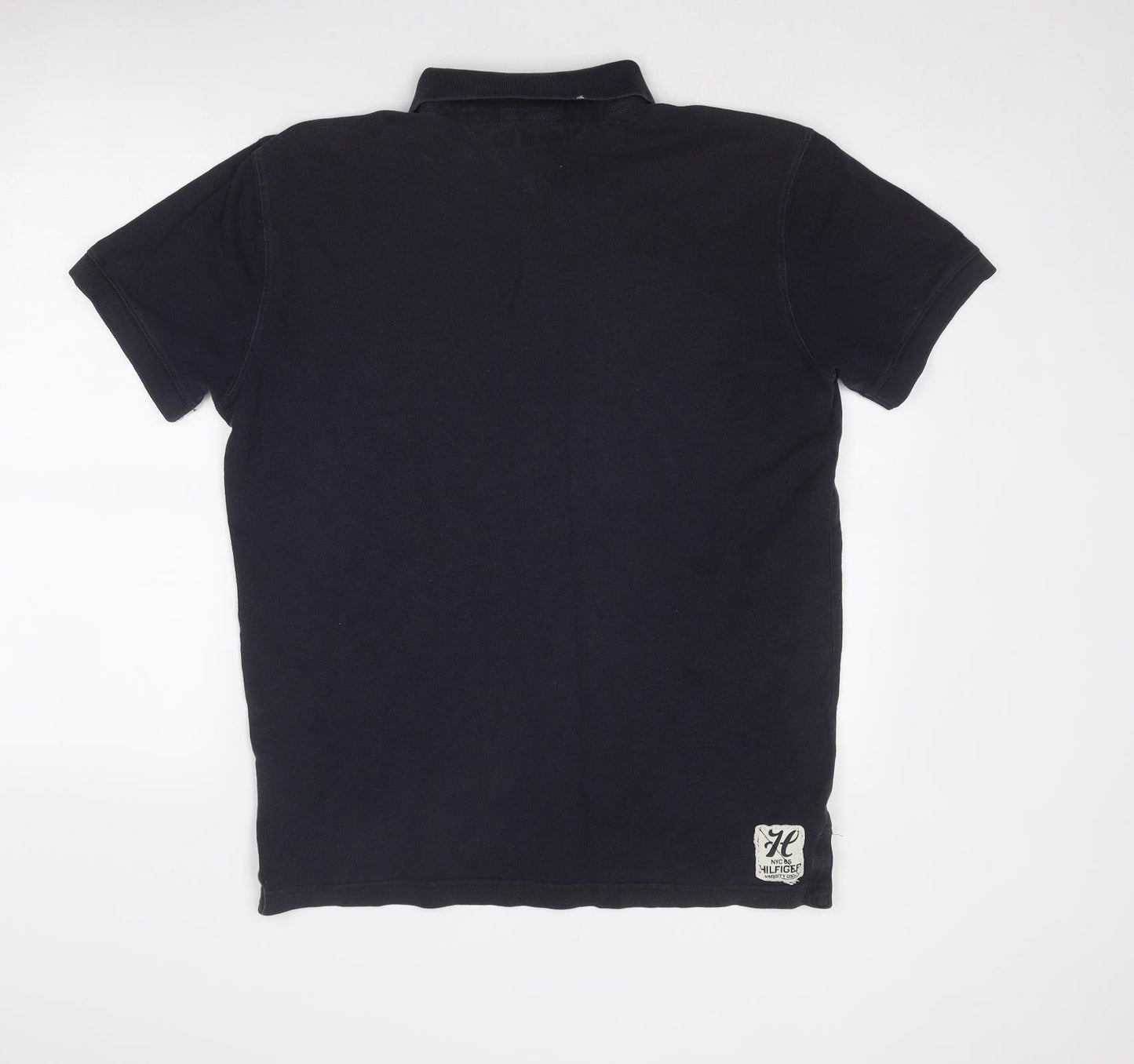 Tommy Hilfiger Mens Blue Cotton Polo Size L Collared Button