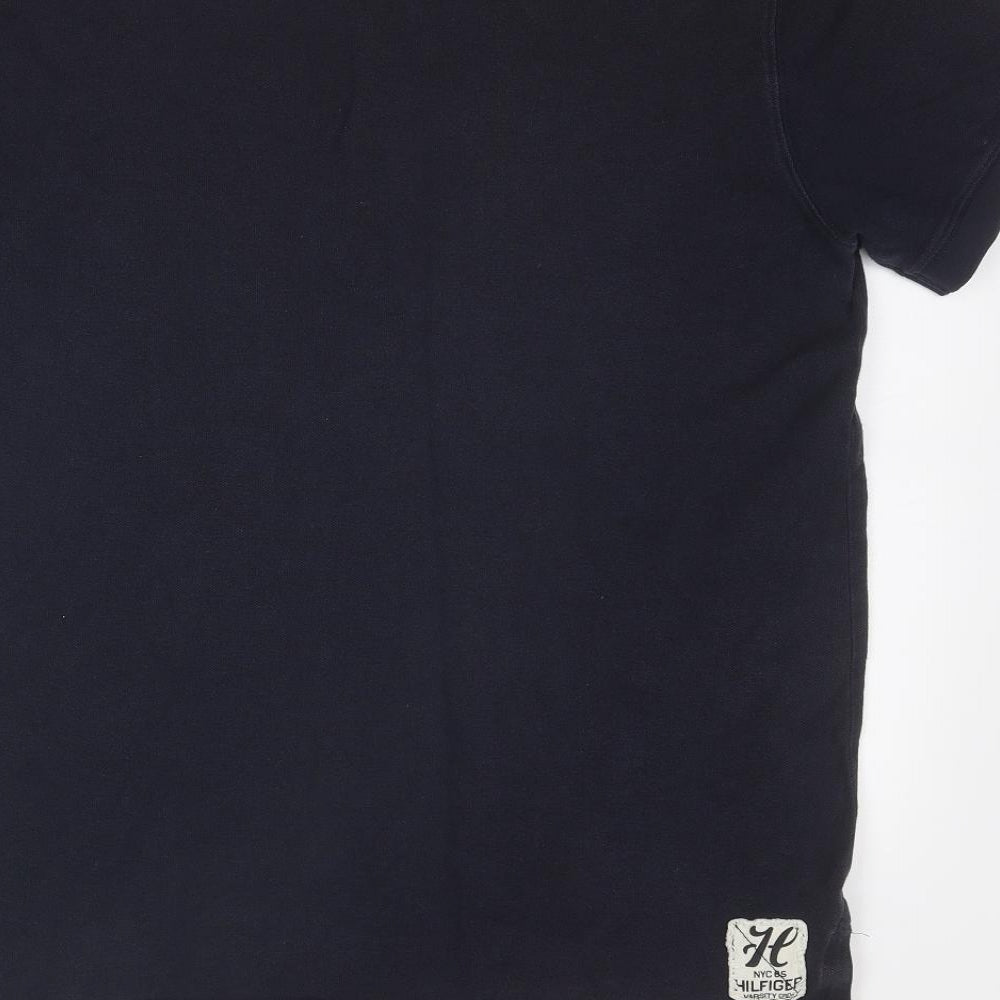 Tommy Hilfiger Mens Blue Cotton Polo Size L Collared Button