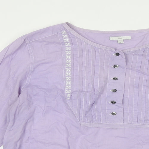Gap Womens Purple Cotton Basic Blouse Size S Round Neck