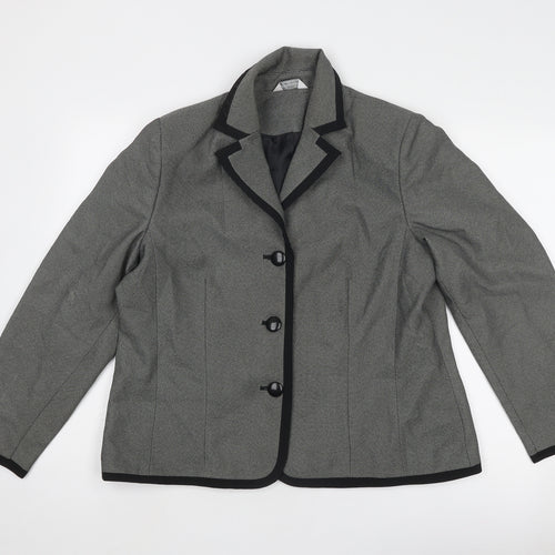Special Collection Womens Grey Geometric Jacket Blazer Size 18 Button