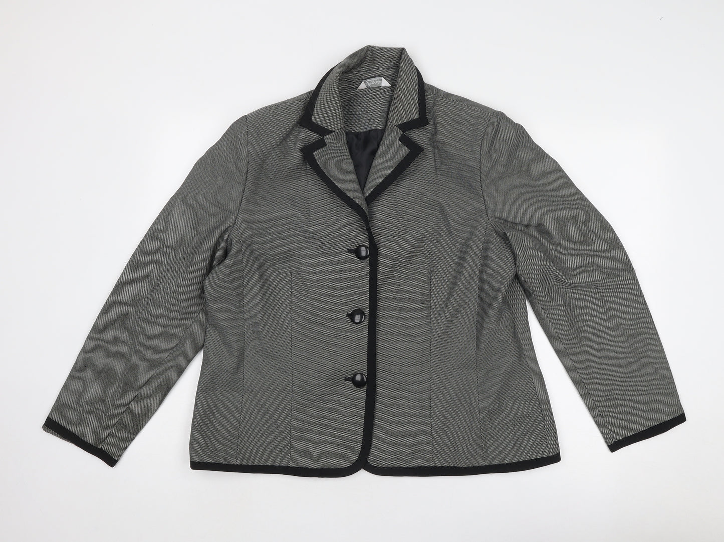 Special Collection Womens Grey Geometric Jacket Blazer Size 18 Button