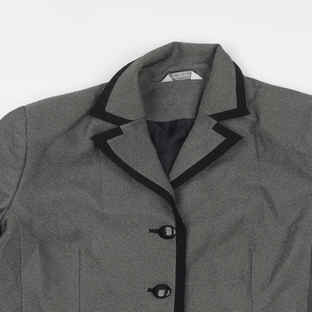 Special Collection Womens Grey Geometric Jacket Blazer Size 18 Button