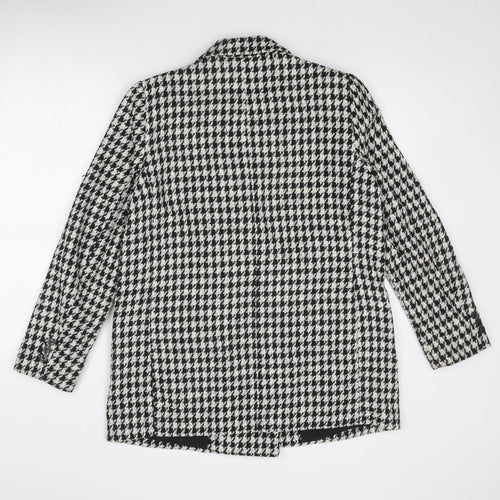 H&M Womens Black Geometric Jacket Blazer Size 14 Button