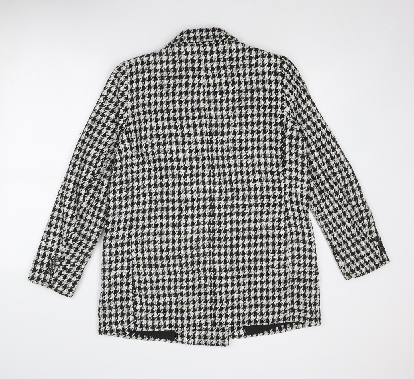 H&M Womens Black Geometric Jacket Blazer Size 14 Button