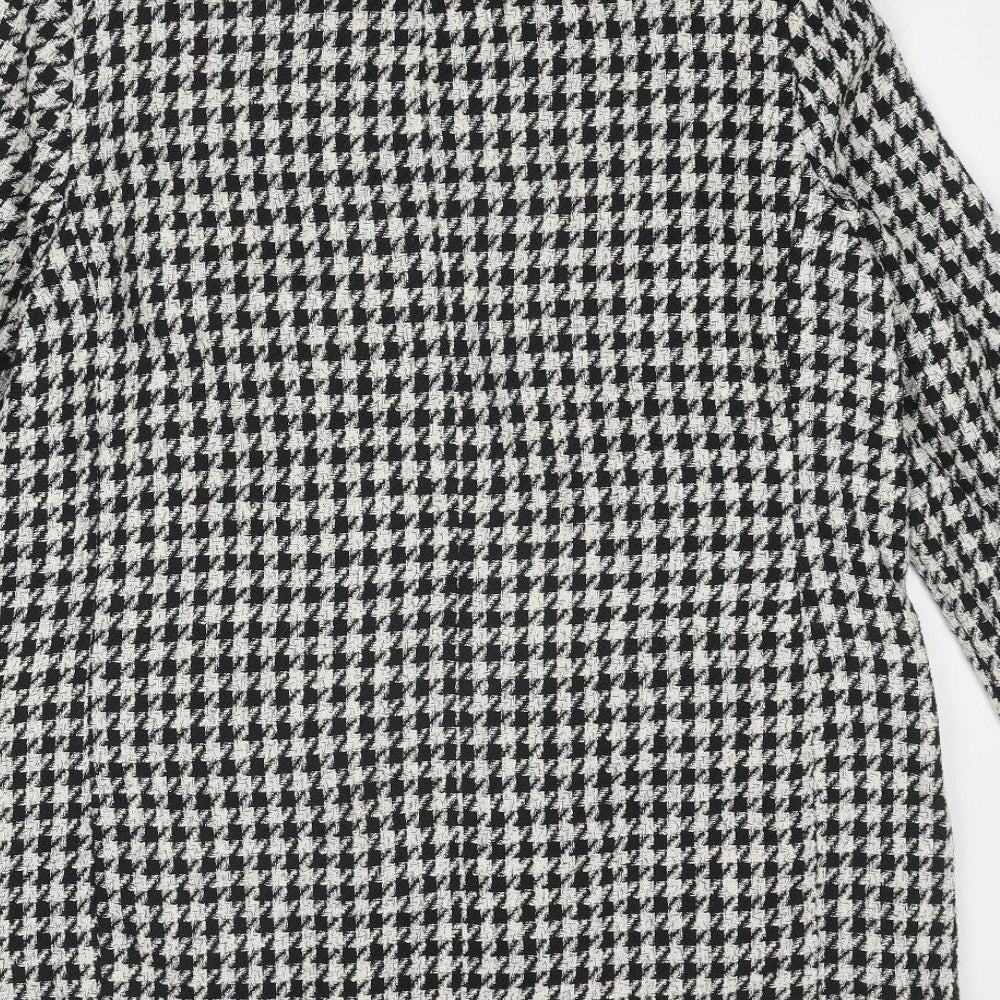H&M Womens Black Geometric Jacket Blazer Size 14 Button