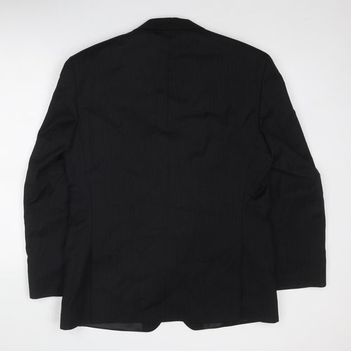 Mann Aspects Mens Black Striped Wool Jacket Suit Jacket Size 42 Regular