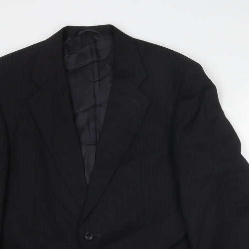 Mann Aspects Mens Black Striped Wool Jacket Suit Jacket Size 42 Regular