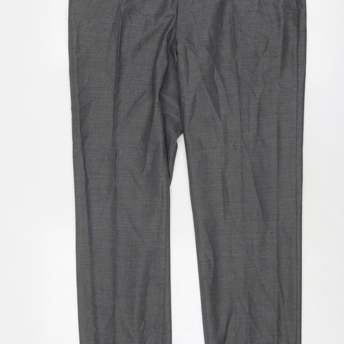 Marks and Spencer Mens Grey Polyester Dress Pants Trousers Size 34 in Regular Zip