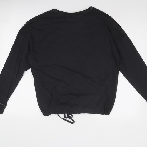 Marks and Spencer Womens Black Cotton Basic T-Shirt Size L Boat Neck - Disco Ho-Ho