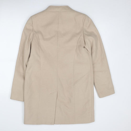 Marks and Spencer Womens Beige Overcoat Coat Size 12 Zip