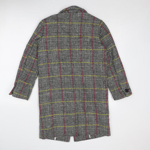 Topshop Womens Multicoloured Geometric Overcoat Coat Size 6 Button