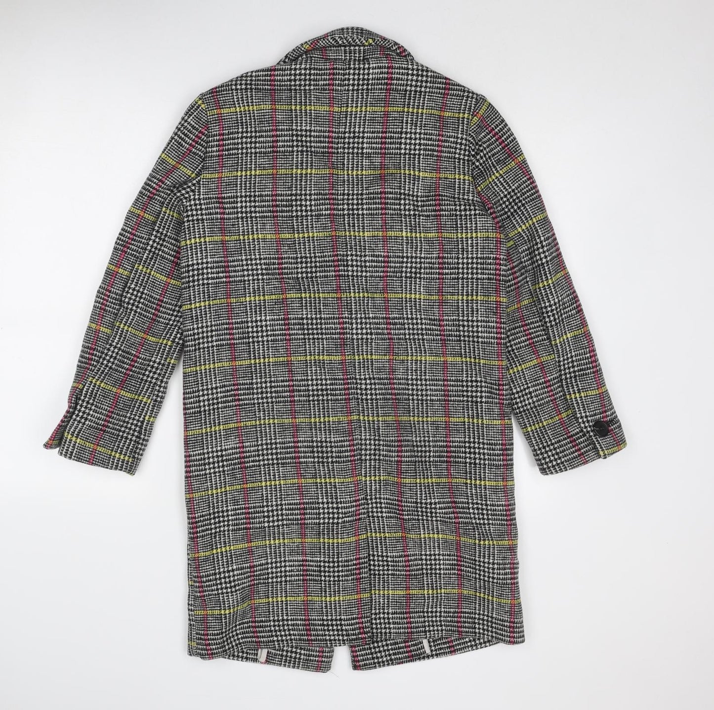 Topshop Womens Multicoloured Geometric Overcoat Coat Size 6 Button