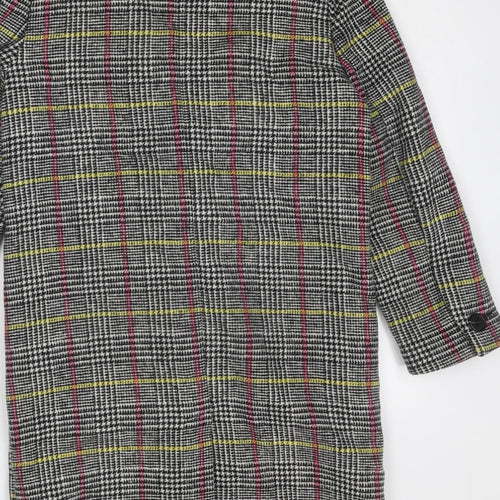 Topshop Womens Multicoloured Geometric Overcoat Coat Size 6 Button