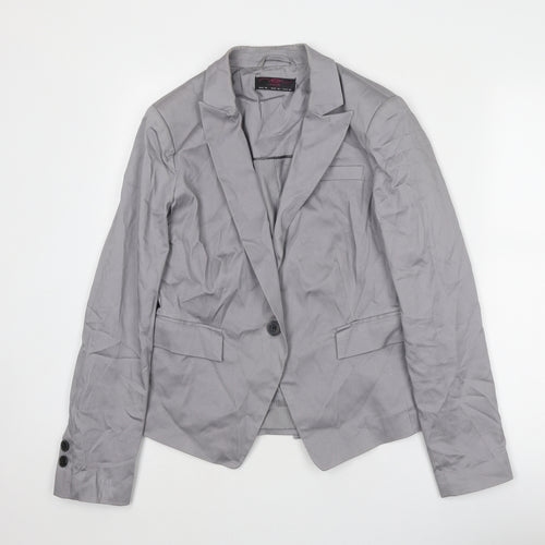 New Look Womens Grey Cotton Jacket Suit Jacket Size 14