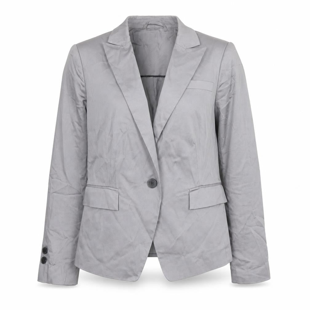 Front view of New Look women’s grey cotton jacket suit jacket, size UK 14