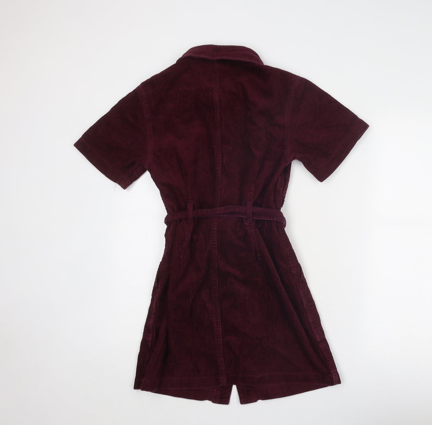 Topshop Womens Purple Cotton Shirt Dress Size 8 Collared Button