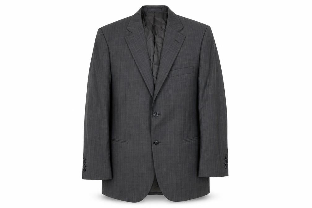 Front view of Brook Taverner men’s grey wool jacket suit jacket, size 42, regular