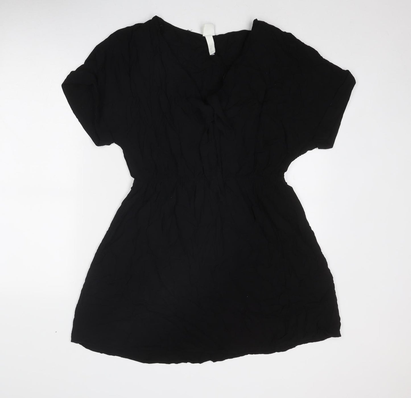 H&M Womens Black Viscose Fit & Flare Size 16 V-Neck Pullover