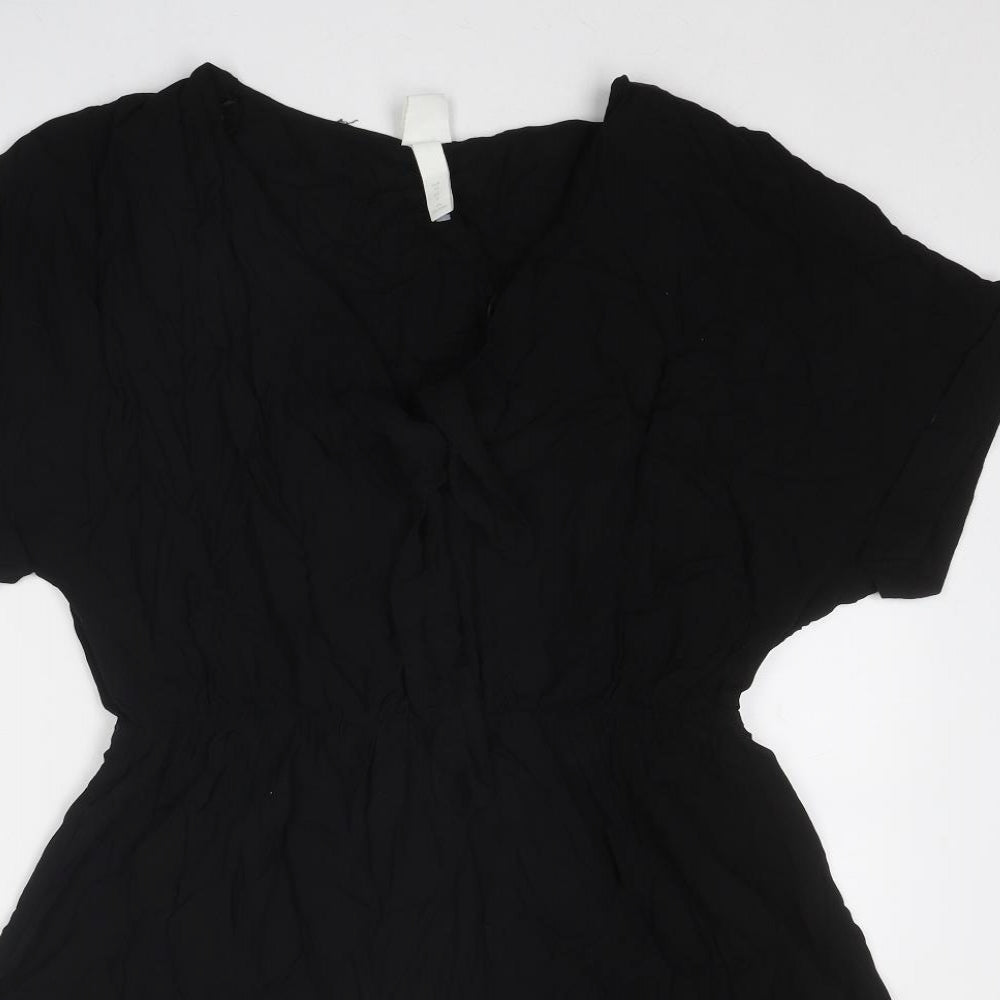 H&M Womens Black Viscose Fit & Flare Size 16 V-Neck Pullover