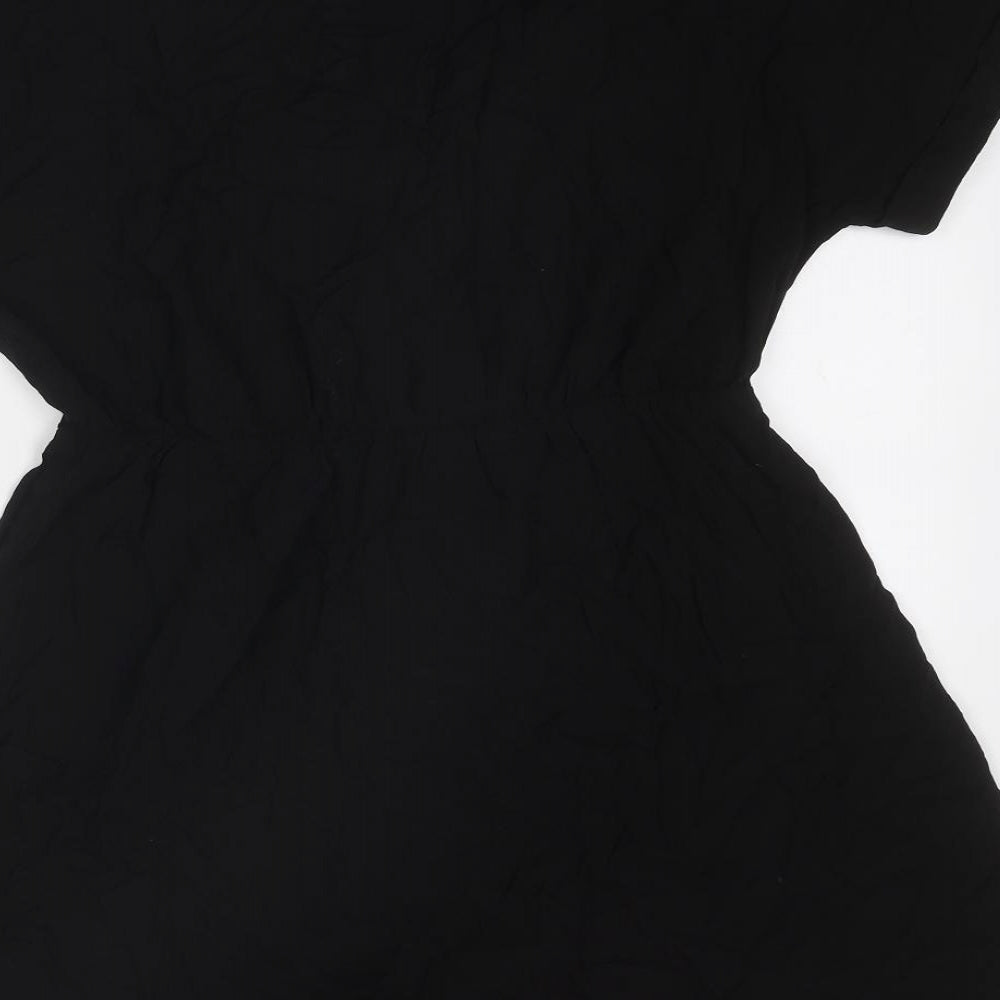 H&M Womens Black Viscose Fit & Flare Size 16 V-Neck Pullover