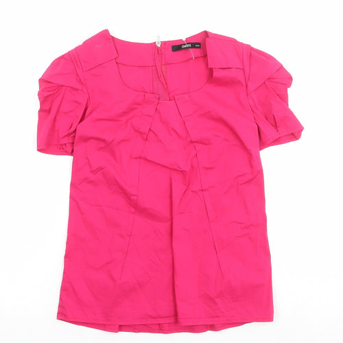 Oasis Womens Pink Cotton Basic Blouse Size 8 Round Neck