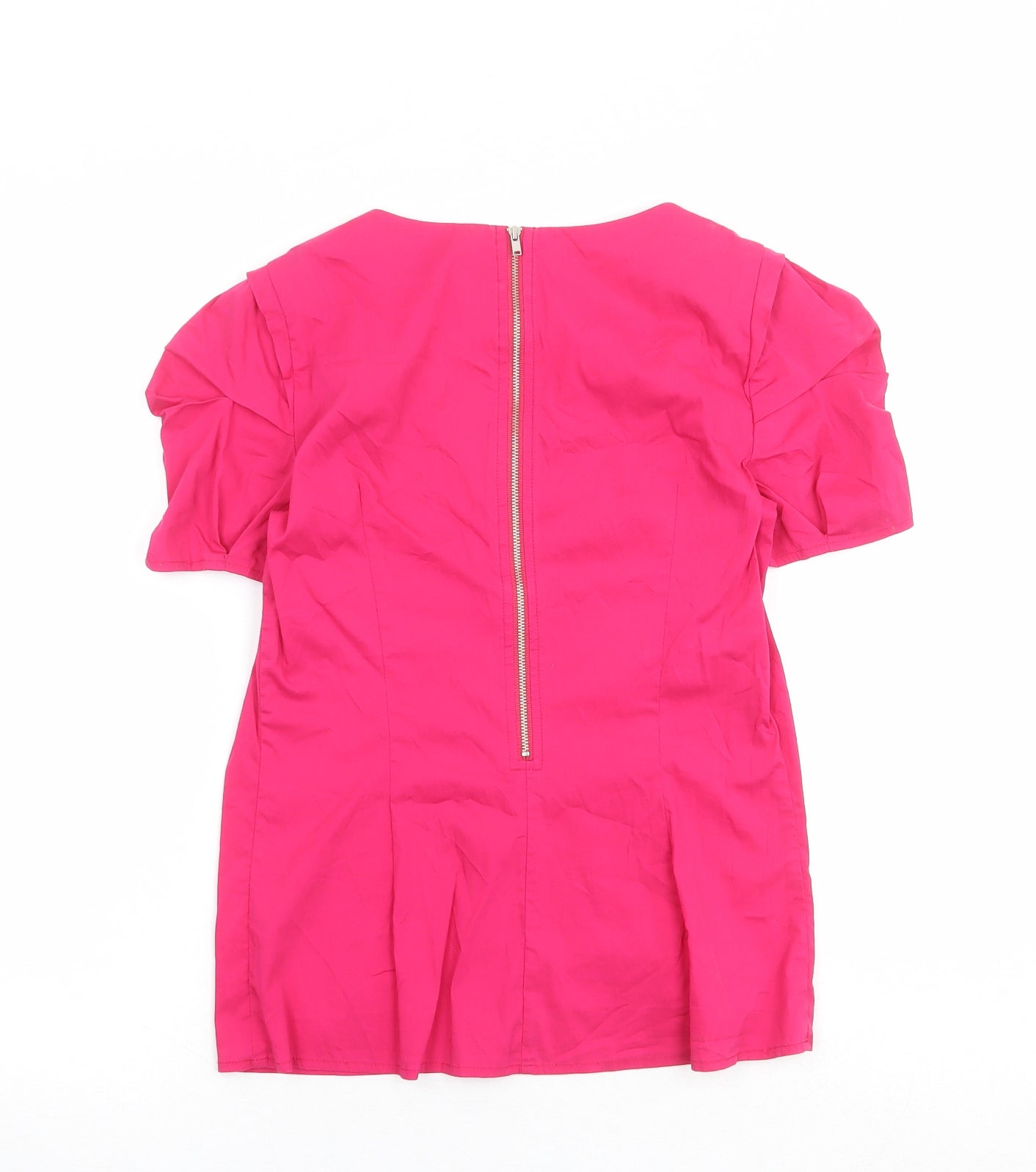 Oasis Womens Pink Cotton Basic Blouse Size 8 Round Neck