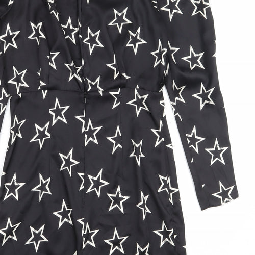 River Island Womens Black Geometric Polyester Sheath Size 10 Round Neck Zip - Star Print