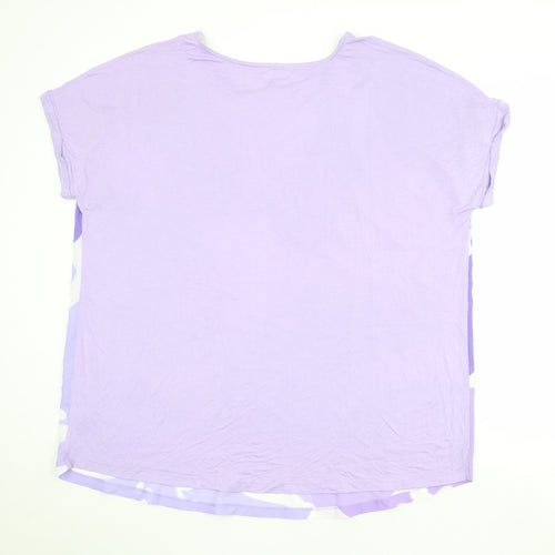 Gina Benotti Womens Purple Floral Polyester Basic T-Shirt Size 2XL Round Neck