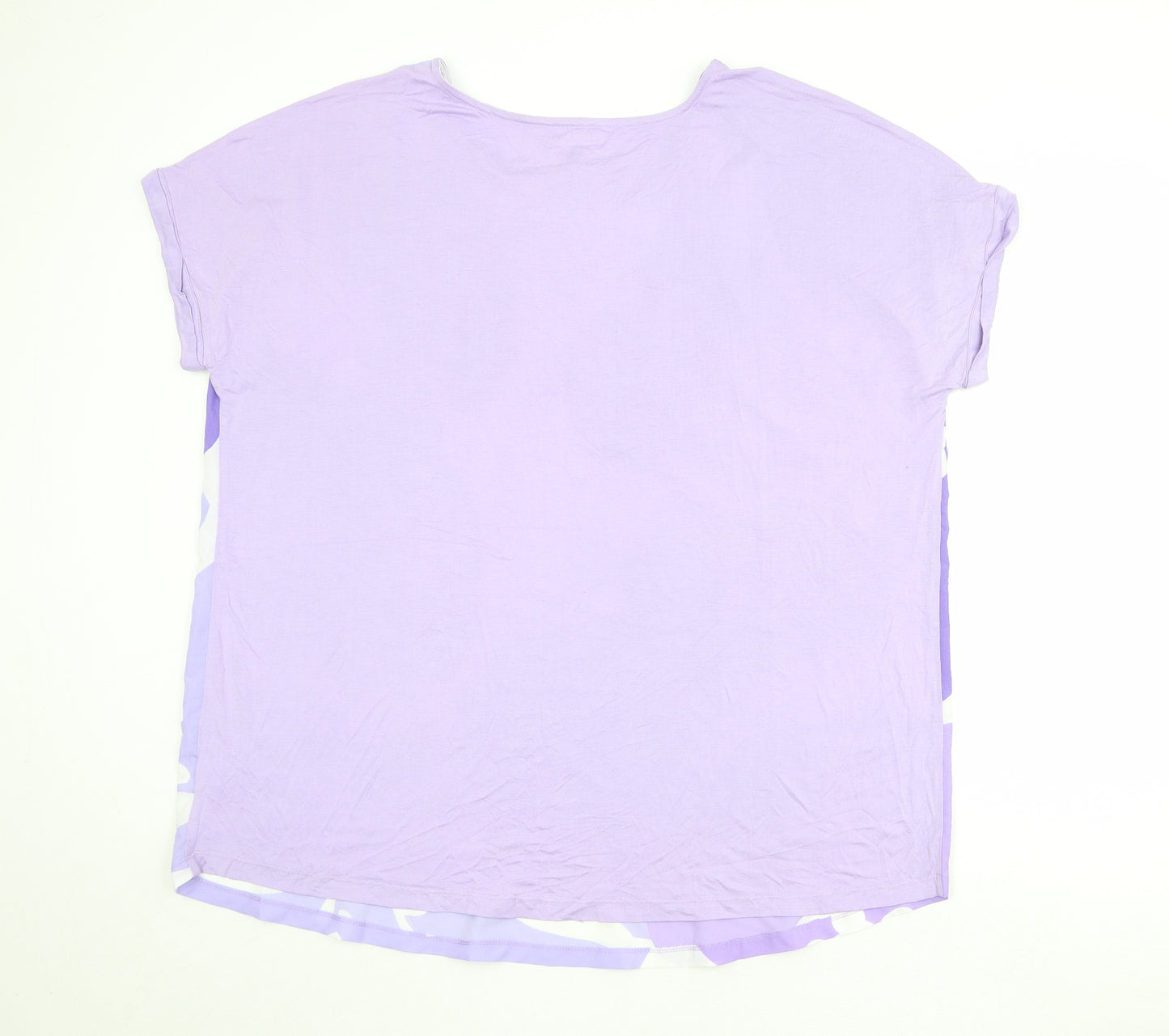 Gina Benotti Womens Purple Floral Polyester Basic T-Shirt Size 2XL Round Neck