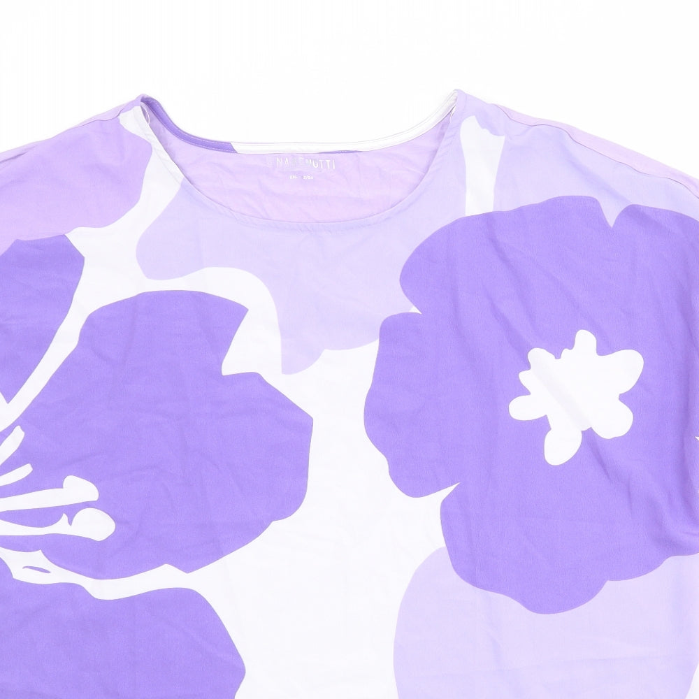 Gina Benotti Womens Purple Floral Polyester Basic T-Shirt Size 2XL Round Neck
