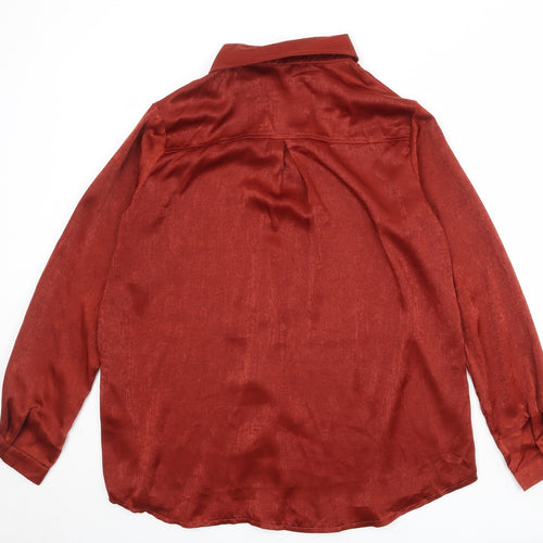 PRETTYLITTLETHING Womens Red Polyester Basic Button-Up Size 12 Collared