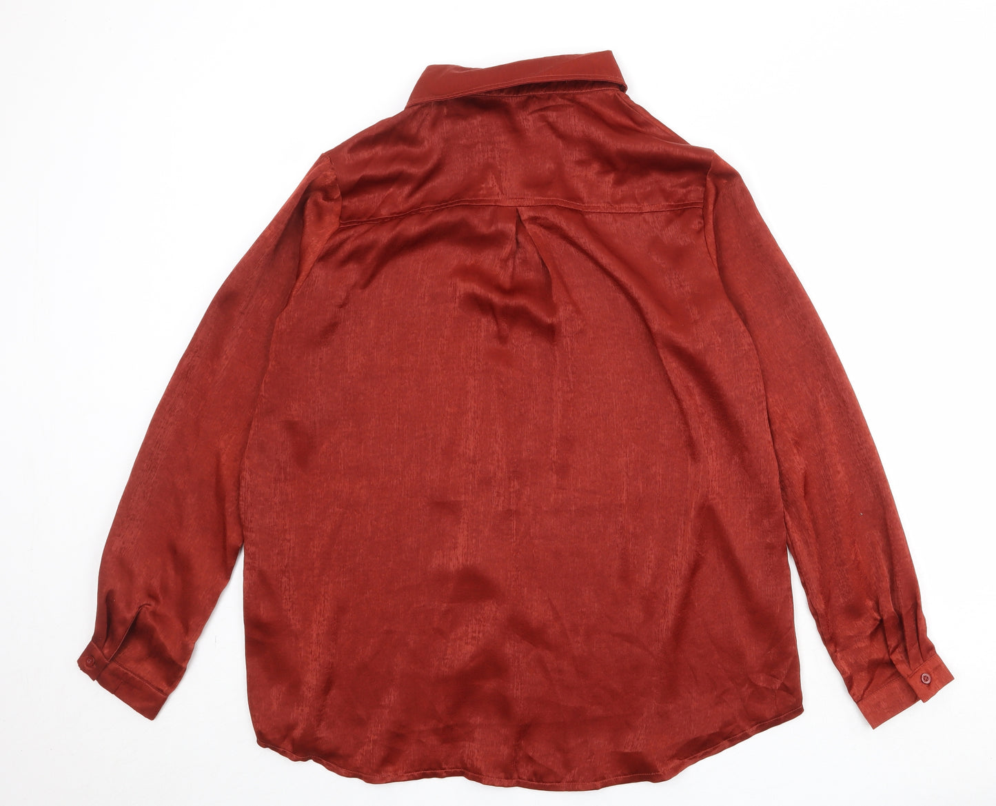 PRETTYLITTLETHING Womens Red Polyester Basic Button-Up Size 12 Collared