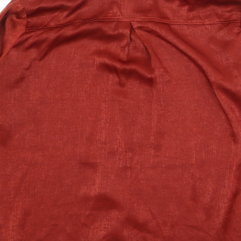 PRETTYLITTLETHING Womens Red Polyester Basic Button-Up Size 12 Collared