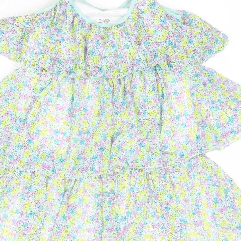 H&M Girls Multicoloured Floral Polyester Tank Dress Size 5-6 Years Round Neck Pullover