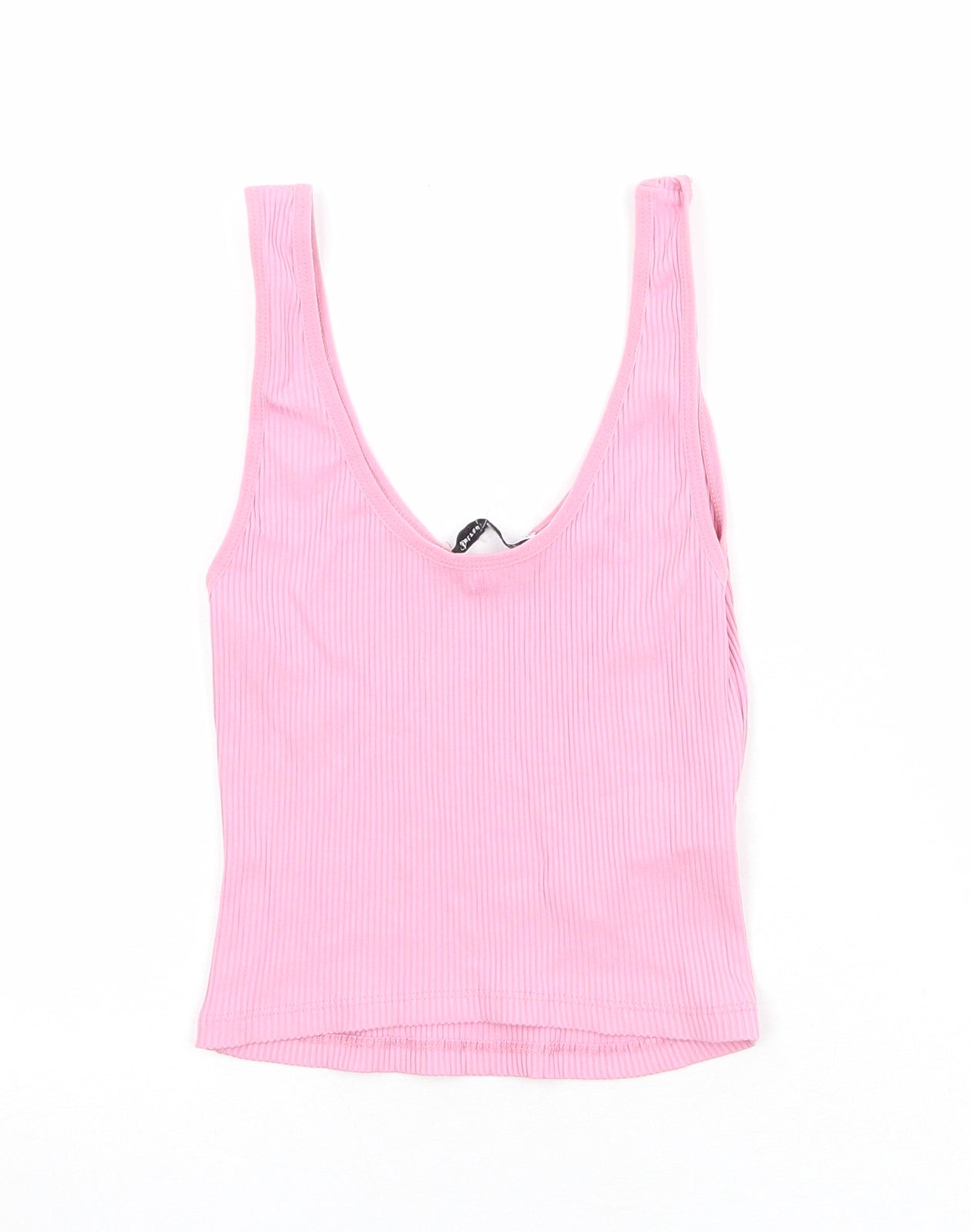 Stradivarius Womens Pink Polyamide Basic Tank Size M Scoop Neck - Ribbed