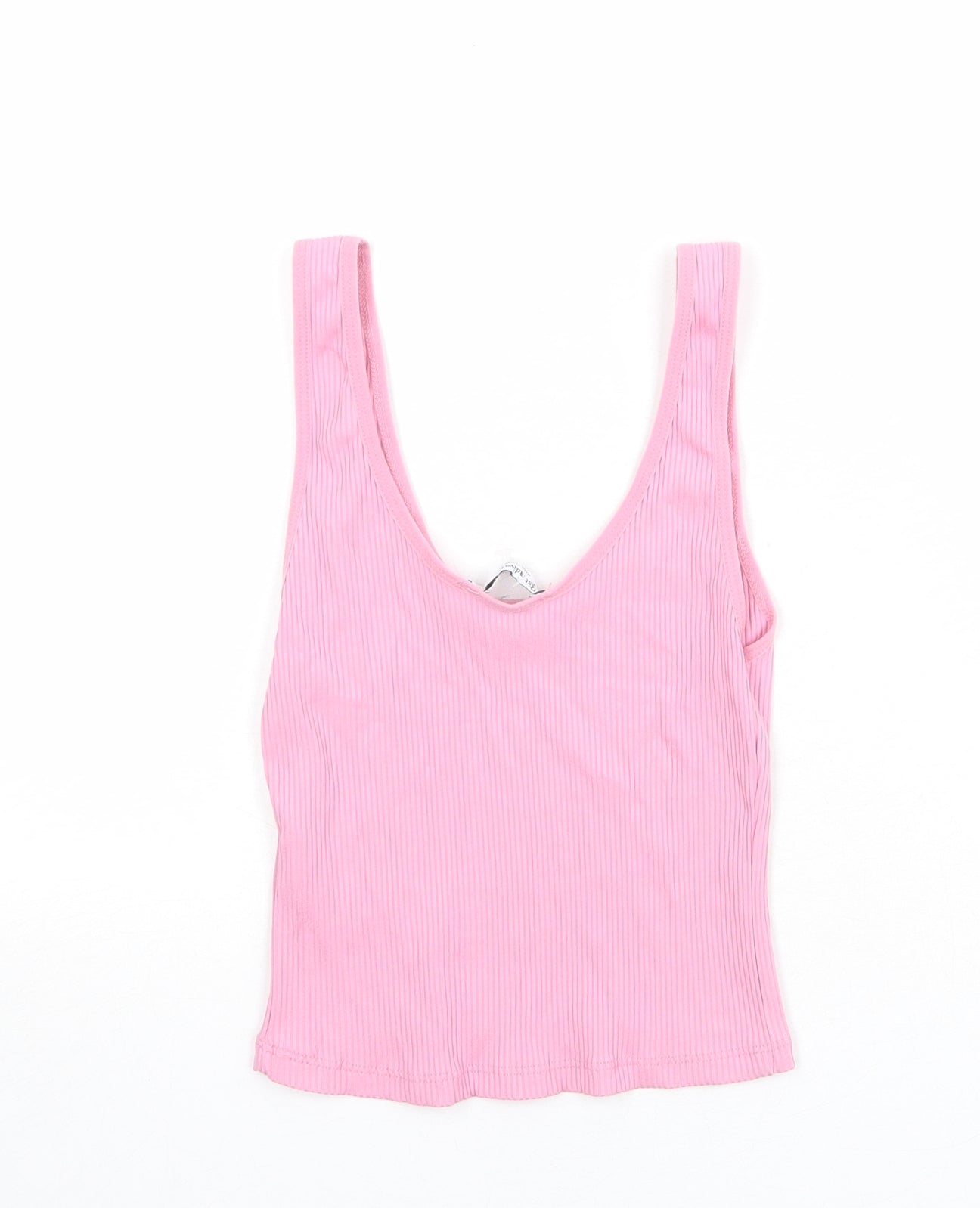 Stradivarius Womens Pink Polyamide Basic Tank Size M Scoop Neck - Ribbed