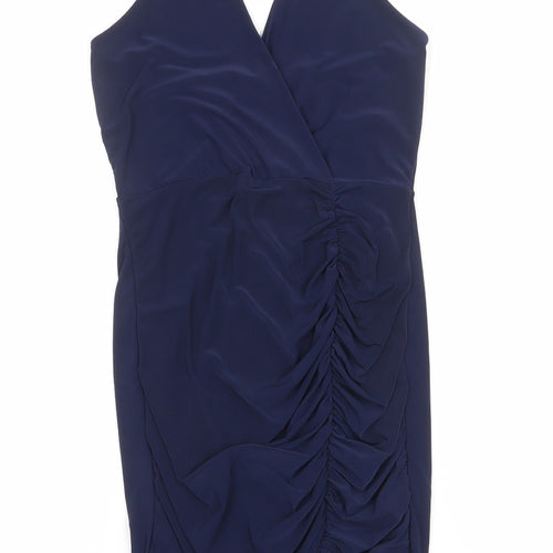 Boohoo Womens Blue Polyester Bodycon Size 10 Halter Pullover