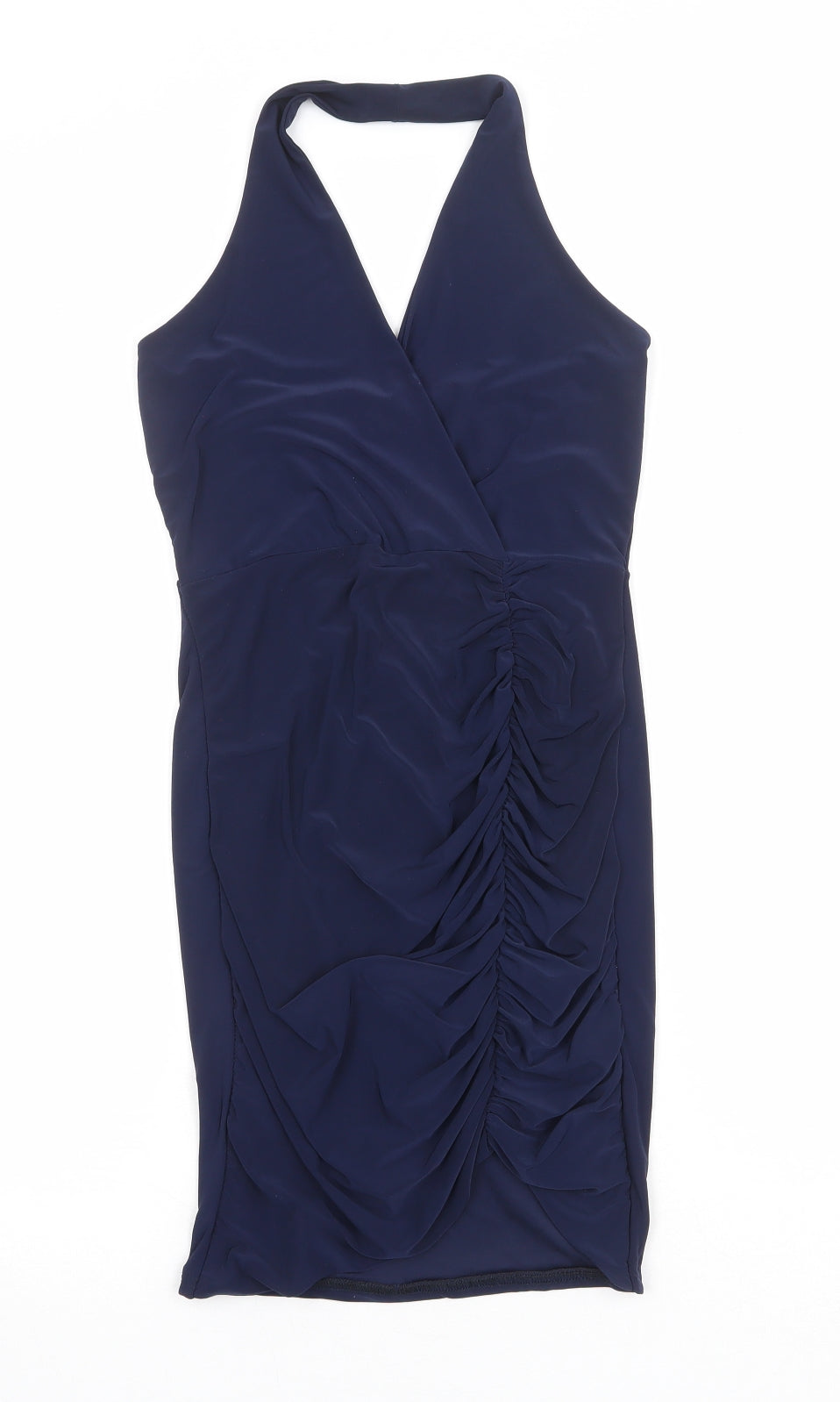 Boohoo Womens Blue Polyester Bodycon Size 10 Halter Pullover