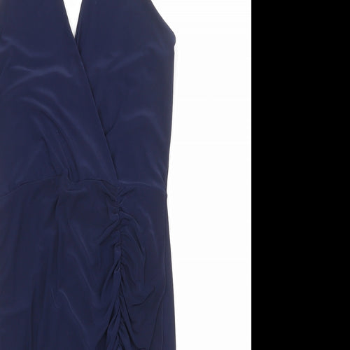 Boohoo Womens Blue Polyester Bodycon Size 10 Halter Pullover
