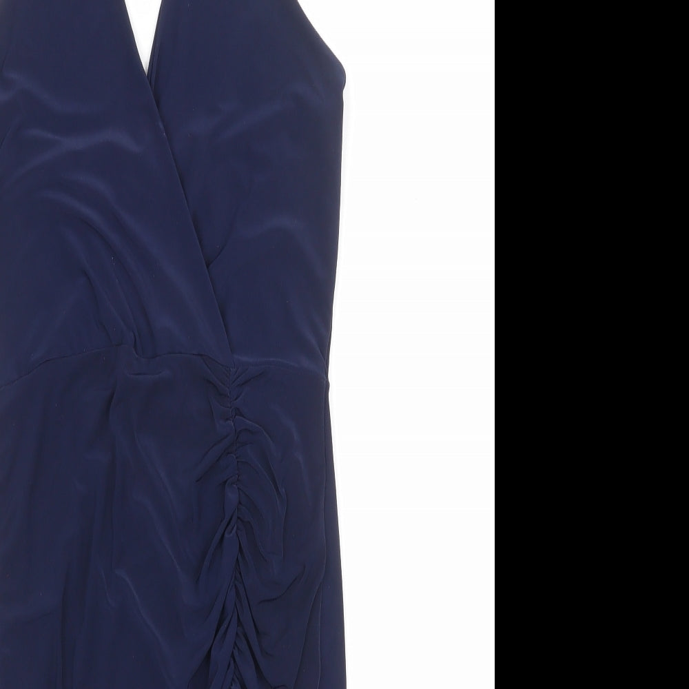 Boohoo Womens Blue Polyester Bodycon Size 10 Halter Pullover