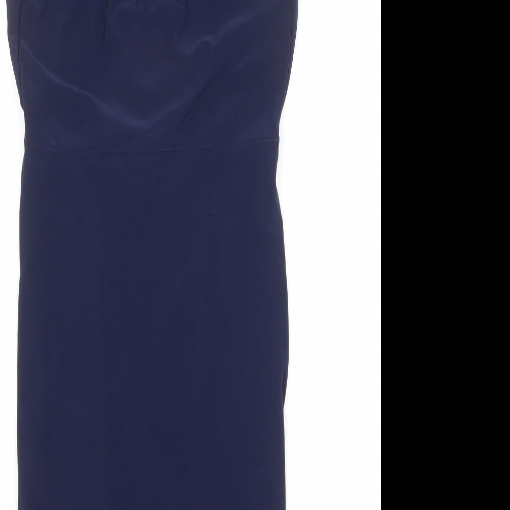 Boohoo Womens Blue Polyester Bodycon Size 10 Halter Pullover