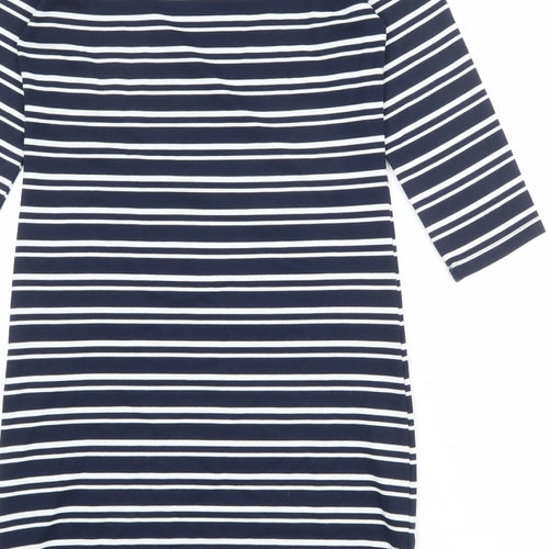 Up2Fashion Womens Blue Striped Polyester T-Shirt Dress Size M Boat Neck Pullover
