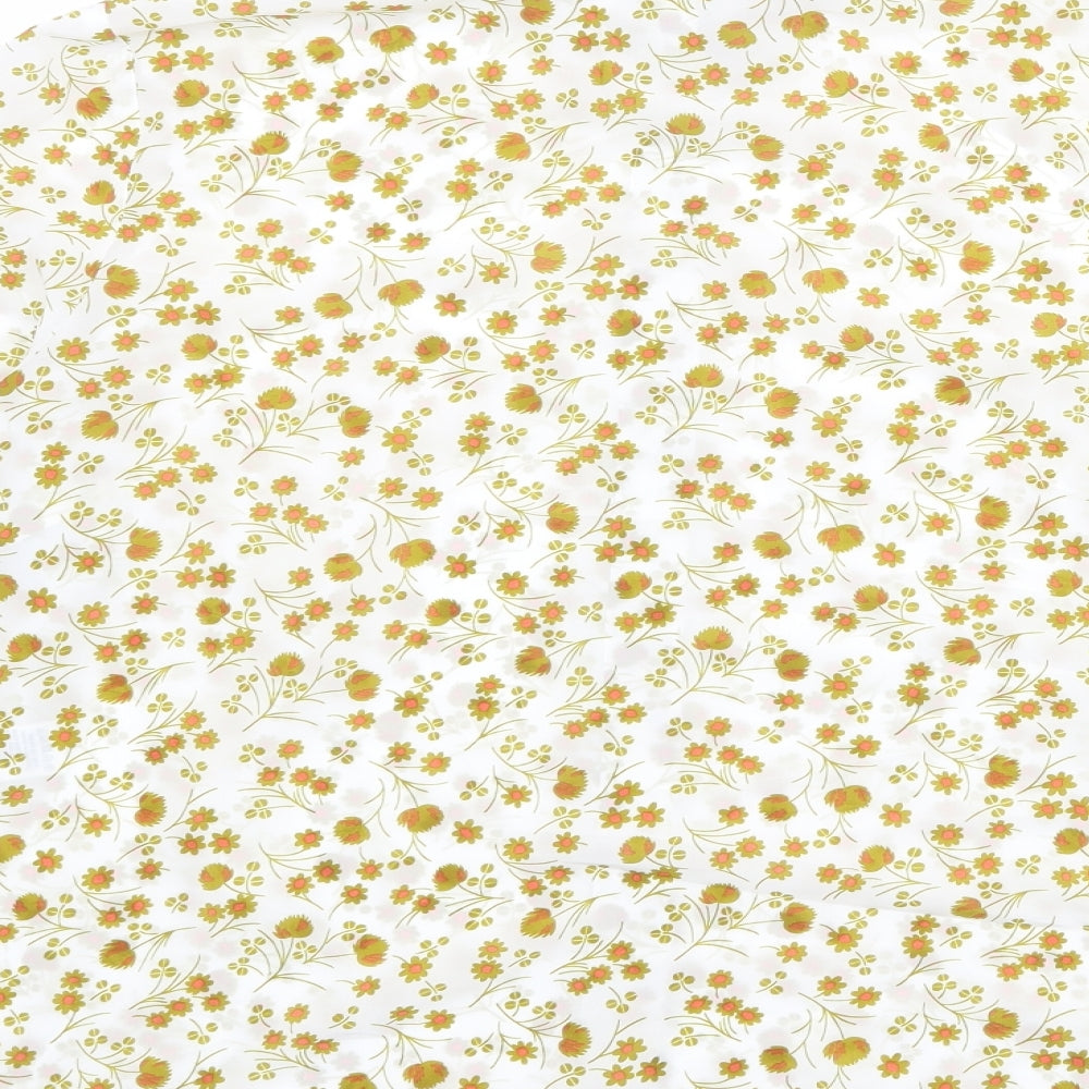 Marks and Spencer Womens White Floral Polyester Basic Button-Up Size 16 Collared